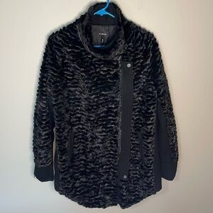 KIIND‎ OF Black Medium Whimsygoth Faux Fur/Wool  Snap Accents Wednesday Addams